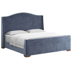Boulevard Blue and Brown Queen Upholstered Panel Bed