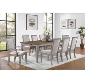 Mariana Vintage Cream and Brown 96" Extendable Rectangular Dining Table