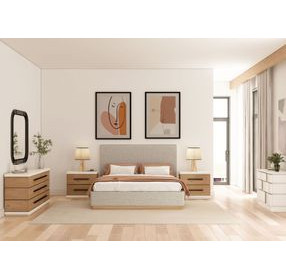 Portico Cuddle Natural and Sienna Queen Upholstered Panel Bed