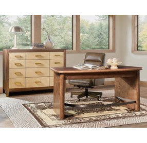 Mosaic Rich Golden Brown and Bronze 66" Romano Writing Desk