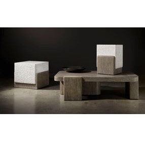 Monolith Puma and Millstone Square Faux Stone Accent Table