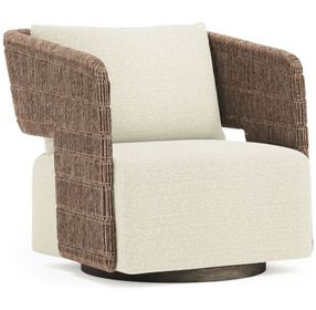 Maldives Cream Performance Fabric Upholstered Outdoor Swivel Accent Chair