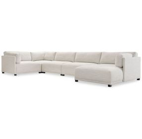 Parker Cream 5 Piece Modular Sectional with RAF Chaise and Pillows