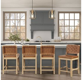 Reid Sand Vegan Leather Counter Height Chair Set of 2