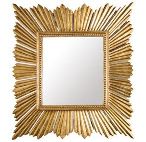 Raymond Gold Leaf Sunburst Rectangular Wall Mirror