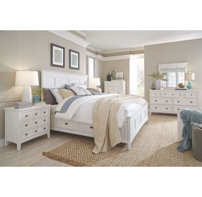 Bluehaven Chalk White and Dovetail Gray 7 Drawer Dresser with Rectangular Mirror