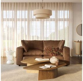 Cali Cognac Brown Leather Modular 80" Loveseat