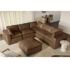 Cali Cognac Brown Leather Ottoman