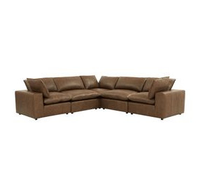 Cali Cognac Brown Leather Modular L-Sectional