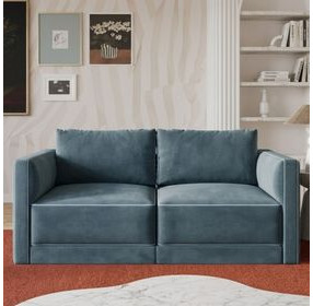 Willow Misty Blue Velvet Modular Loveseat