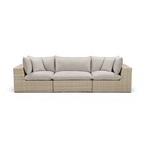Cali Light Gray Fabric & Natural Wicker Modular Outdoor Conversation Set