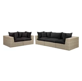 Cali Black Fabric & Natural Wicker Modular Outdoor Conversation Set