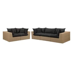 Cali Black Fabric & Brown Wicker Modular Outdoor Conversation Set