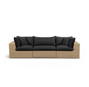 Cali Black Fabric & Brown Wicker Modular Outdoor Conversation Set