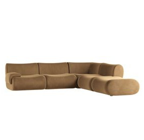 Zenith Latte Brown Velvet Modular Sectional with LAF Chair