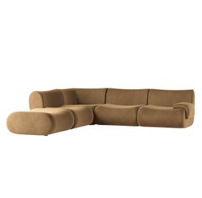Zenith Latte Brown Velvet Modular Sectional with RAF Chair