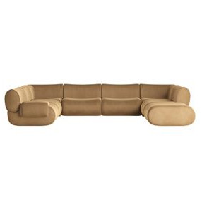Zenith Latte Brown Velvet Modular U-Sectional with LAF Chair