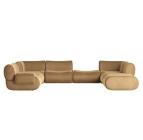 Zenith Latte Brown Velvet Modular Large LAF Sectional