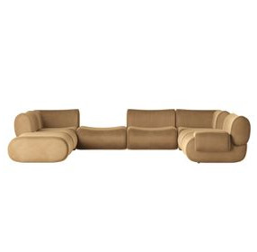 Zenith Latte Brown Velvet Modular Large RAF Sectional