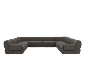 Zenith Charcoal Gray Upcycled Fabric Modular Large U-Sectional