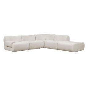 Zenith Cream Upcycled Fabric Modular Sectional with LAF Chair
