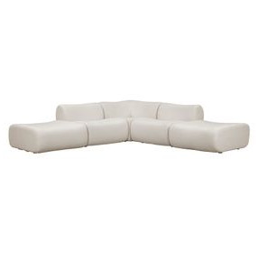 Zenith Cream Upcycled Fabric Modular 5-Piece Sectional