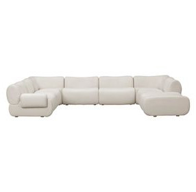 Zenith Cream Upcycled Fabric Modular U-Sectional with LAF Chair