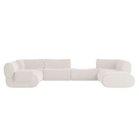 Zenith Cream Upcycled Fabric Modular Large LAF Sectional