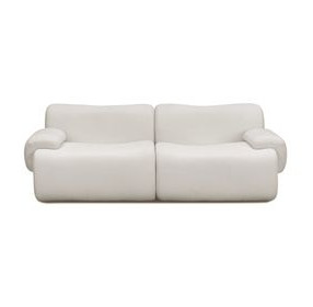 Zenith Cream Upcycled Fabric Modular Loveseat