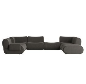 Zenith Charcoal Gray Upcycled Fabric Modular Large LAF Sectional