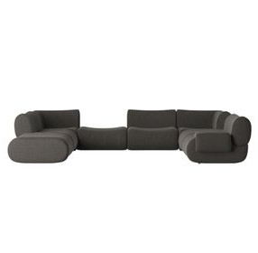 Zenith Charcoal Gray Upcycled Fabric Modular Large RAF Sectional