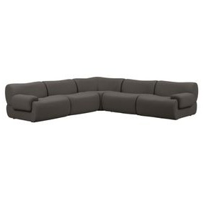 Zenith Charcoal Gray Upcycled Fabric Modular L-Sectional