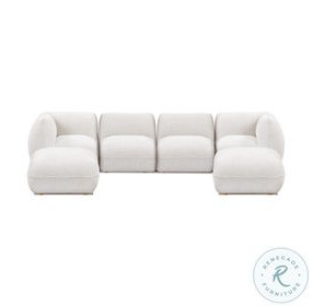 Arezza Stone White Basketweave Modular U Chaise Sectional