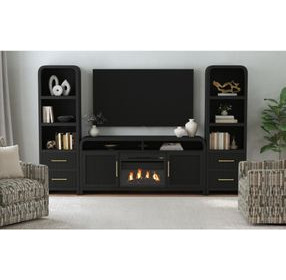 Woodridge Black 70" TV Stand with Fireplace Insert
