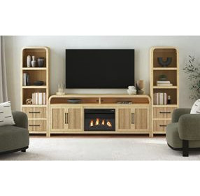 Woodridge Natural 82" TV Stand with Fireplace Insert