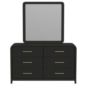 Woodridge Black 6 Drawer Dresser and Square Mirror