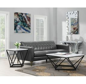 Conner Black And White Marble Top Square End Table