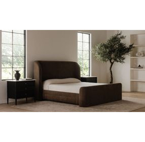 Sophia Brown Queen Upholstered Storage Platform Bed