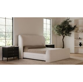 Sophia Cream Queen Upholstered Storage Platform Bed