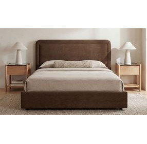 Simon Brown Queen Upholstered Storage Platform Bed