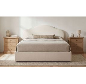Maggie Cream King Upholstered Storage Platform Bed