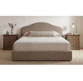Maggie Taupe Queen Upholstered Storage Platform Bed
