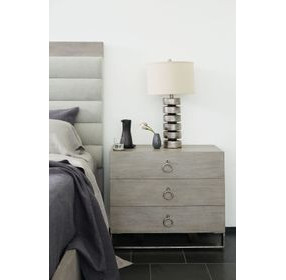 Linea Cerused Greige And Textured Graphite Metal Nightstand