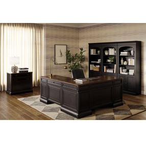 Roanoke Distressed Black L-Shaped Home Office Set