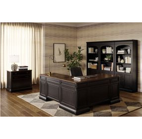 Roanoke Distressed Black L-Shaped Home Office Set