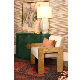 Astor Brown and White Performance Fabric Accent Chair