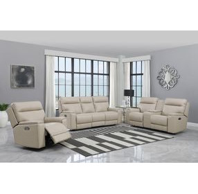 Bryant Taupe Leather Lay Flat Power Reclining Living Room Set with USB Charging
