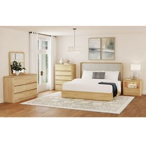 Camelot Natural 6 Drawer Dresser and Rectangular Mirror