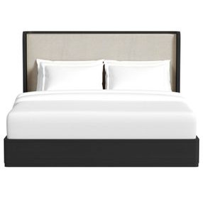 Camelot Black and Gray King Upholstered Panel Bed