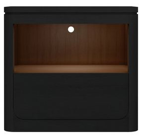 Camelot Black 1 Drawer Nightstand with USB Charging and LED